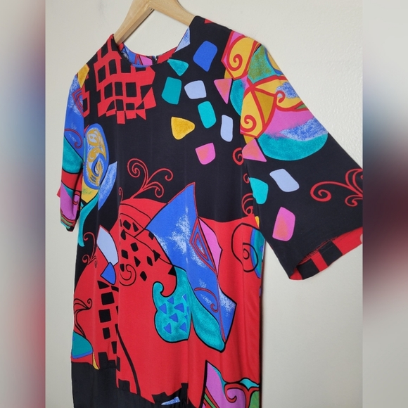 Vintage Just In Thyme 80's Abstract Pop Culture Print Dress Size 8 - Picture 4 of 8